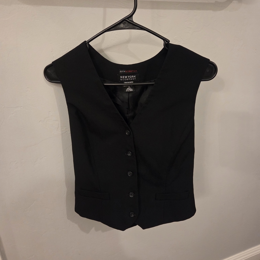 New York & Company Black Women's Blouse Vest
